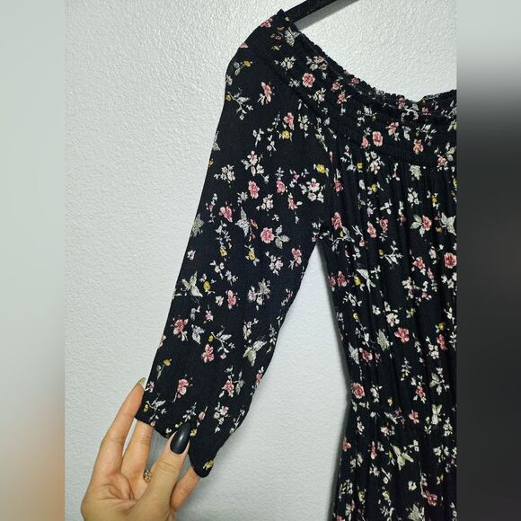 Abercrombie & Fitch Ditsy Floral Off Shoulder Floral Crochet Hem Romper Size XS - Picture 6 of 13